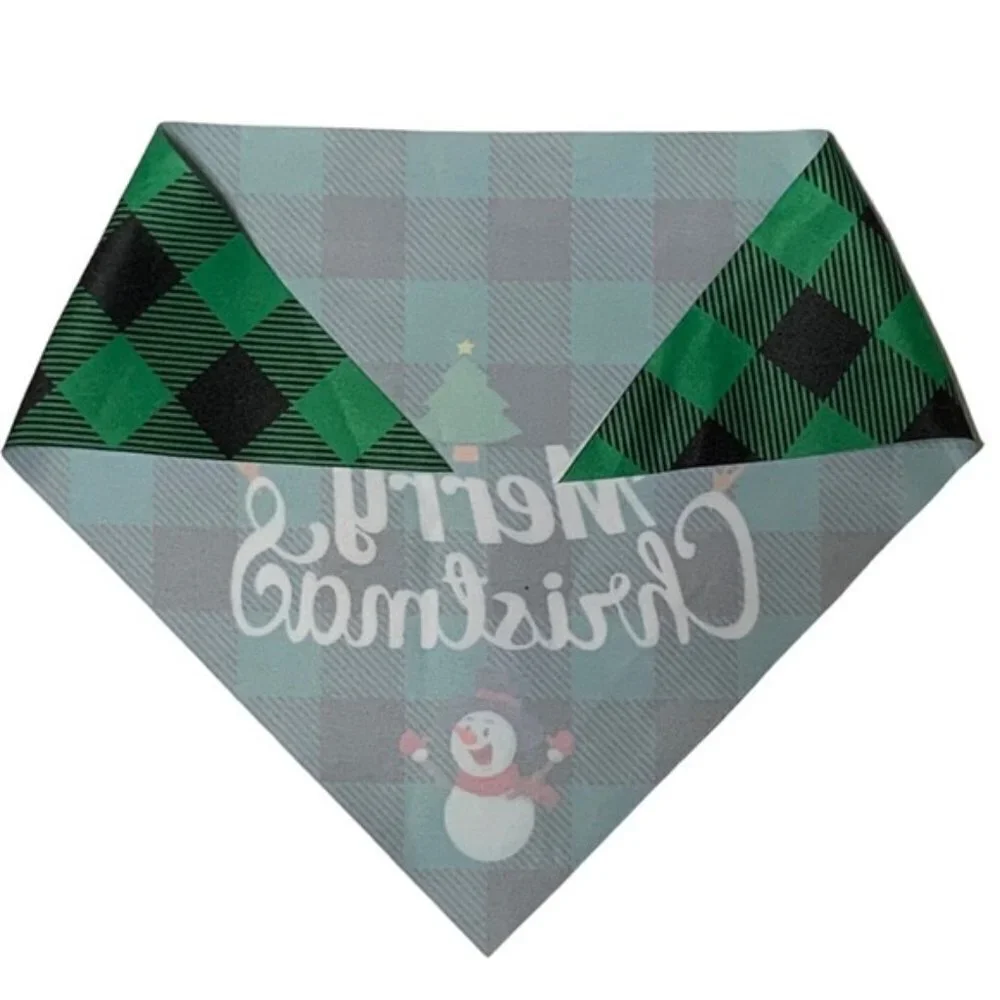Christmas Dog Bandannas Tartan Plaid Merry Christmas Tie On 19” OS 2 PC Set